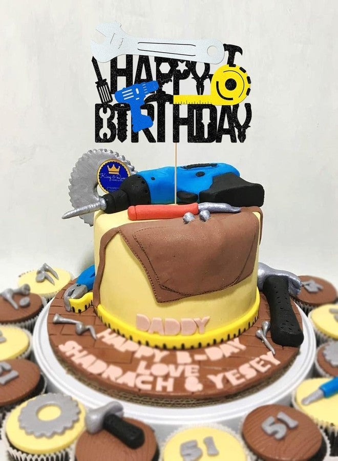 Confetti! Tool Box Mechanic Themed Cake Topper Set - Premium Handyman Party Decorations - Wrench, Drill, Hammer, Tape Measure Designs - Ideal for Boy, Birthday Celebrations, and Party Supplies - Image 4